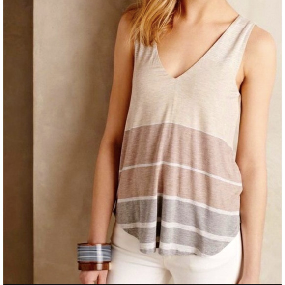 Anthropologie‎ Bordeaux Gray Orange Striped Sleeveless Tank - Picture 8 of 8